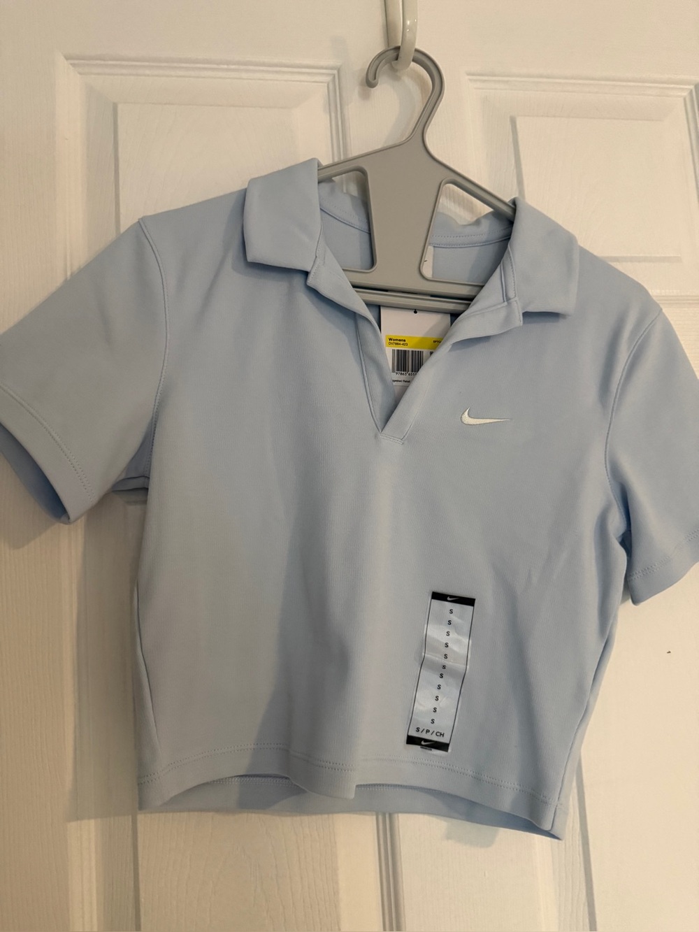 Nike Women's Light Blue Cropped Polo Top for tennis pickleball or fashion size S